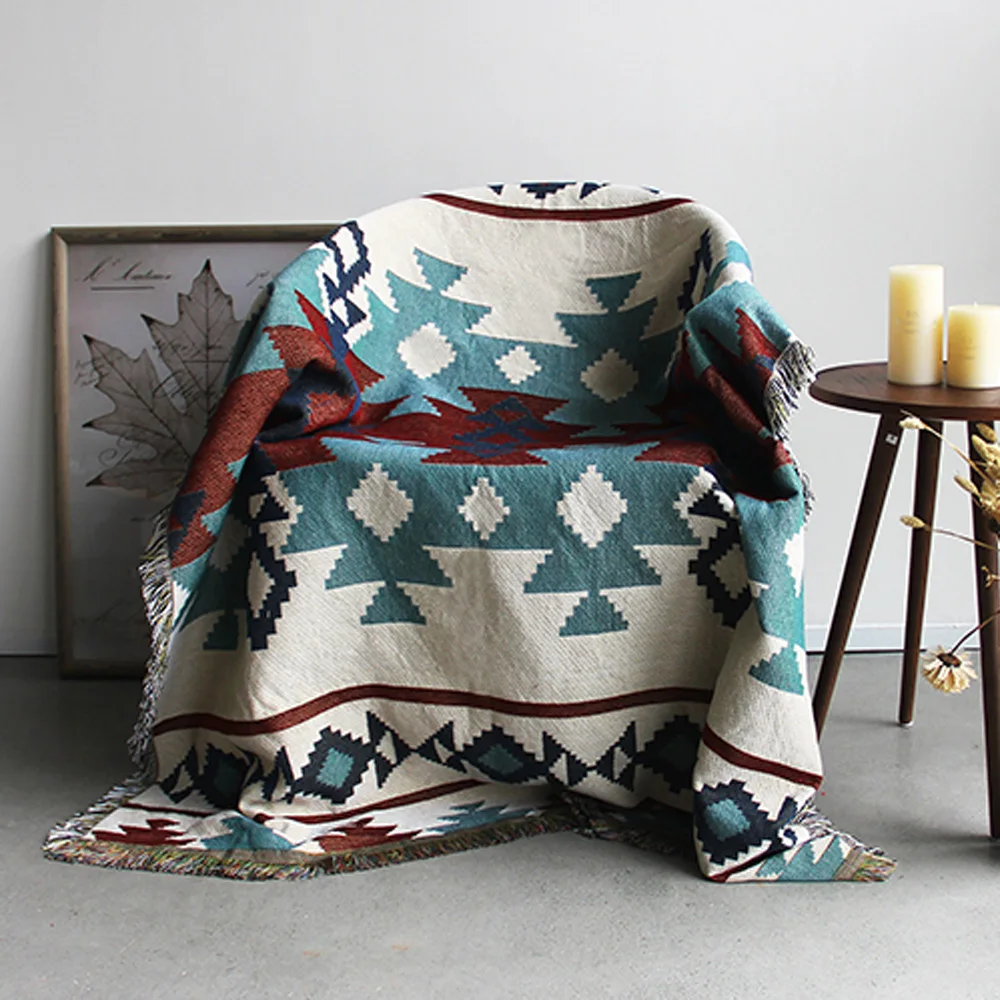  ESSIE HOME Kilim Carpet For Sofa Living Room Bedroom Rug Yarn Dyed 130*160cm Bedspread Tapestry - 32660012033