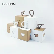 5 uds. Papel Kraft clásico corazón Dragee caja de dulces de regalo embalaje caja de cartón de boda bolsas de galletas bolsas de regalo bolsas de embalaje suministros