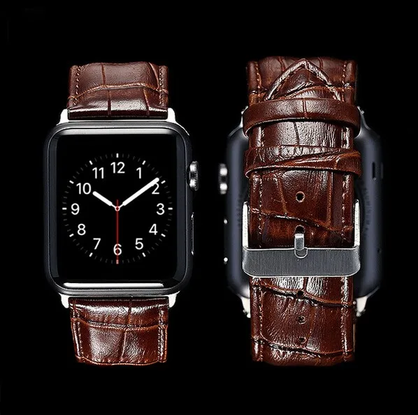 GOOSUU Black Genuine Leather Buckle Wrist Strap Band Belt for iWatch Apple Watch 38mm 42mm Watchband