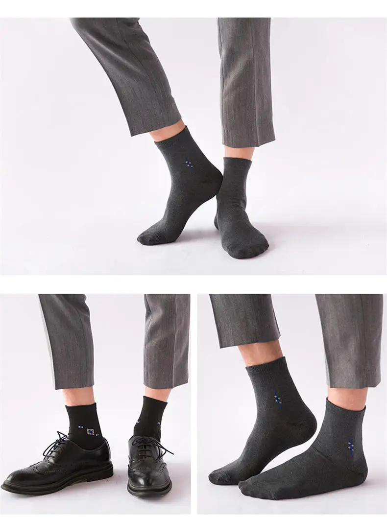 5pairs Lot Men socks Striped Plaid Diamond Solid Socks Men Combed Cotton Calcetines Largos Hombre Breathable Male Socks Business 03