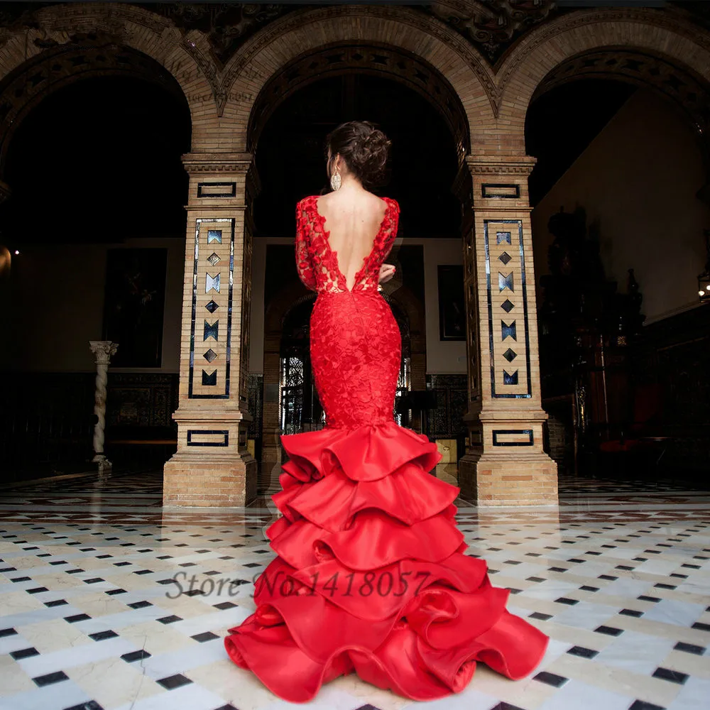 evening dress with ruffles