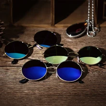 Модные мужские и женские винтажные Ретро Круглые Солнцезащитные очки, металлическая оправа, очки для спорта на открытом воздухе, очки, водительские очки