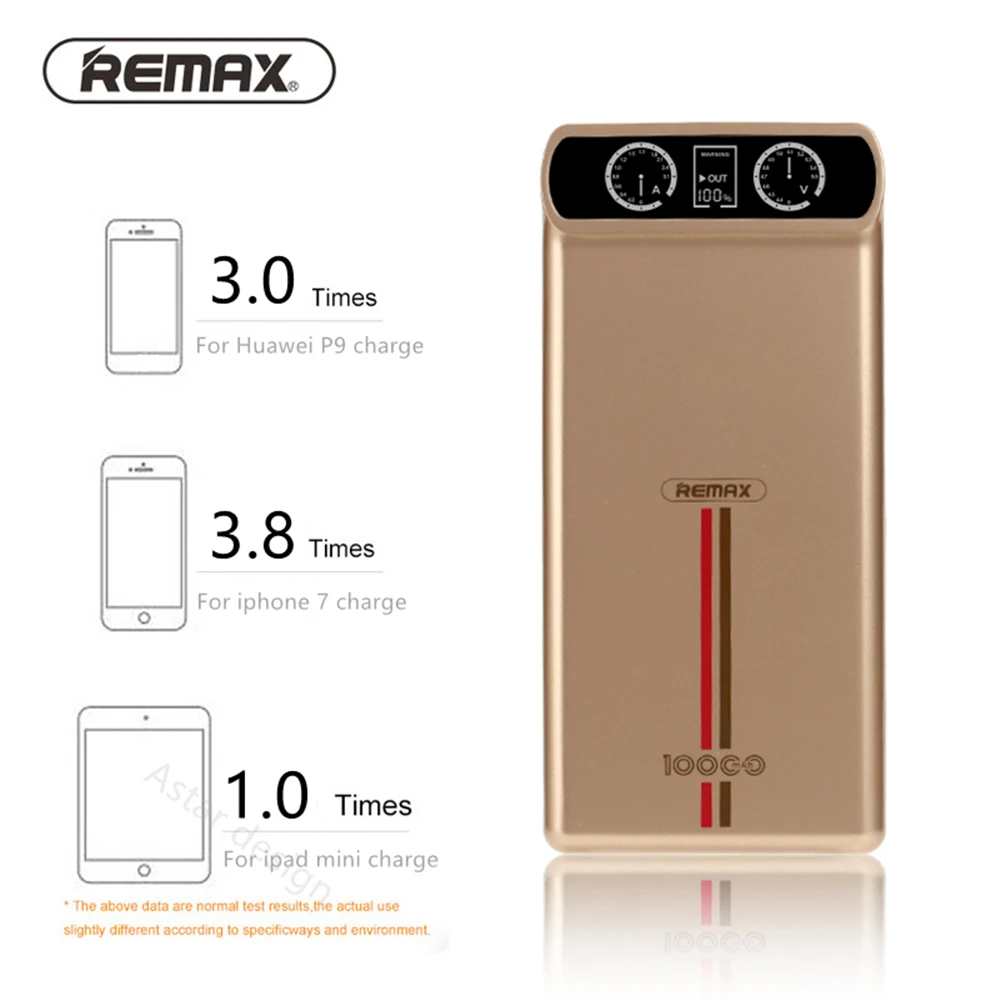 

Remax 10000mAh metal shell Power bank with led display Dual USB Charger Powerbank For iPhone 5 5s 6 7 samsung External Battery