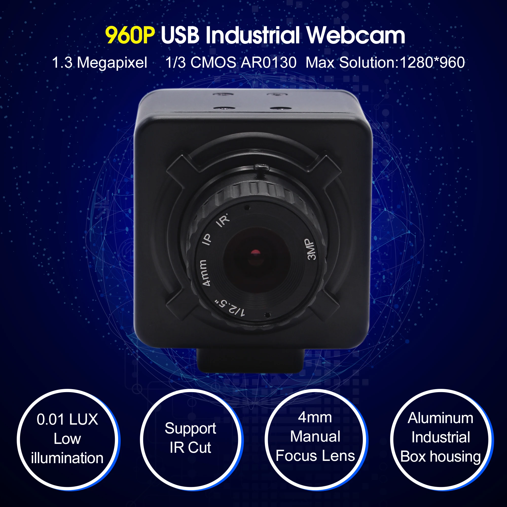 1.3MP 1280X960 MJPEG 8 мм ручной фокус объектив CMOS Aptina AR0130 высокоскоростной usb2.0 камера uvc управление android с 3 м usb кабель