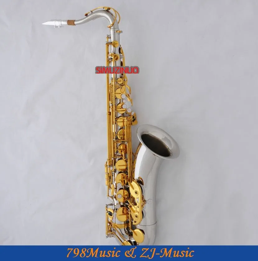 Профессиональный Серебряный Золотой тенор-саксофон высокой F# Бесплатный Металлический Мундштук чехол