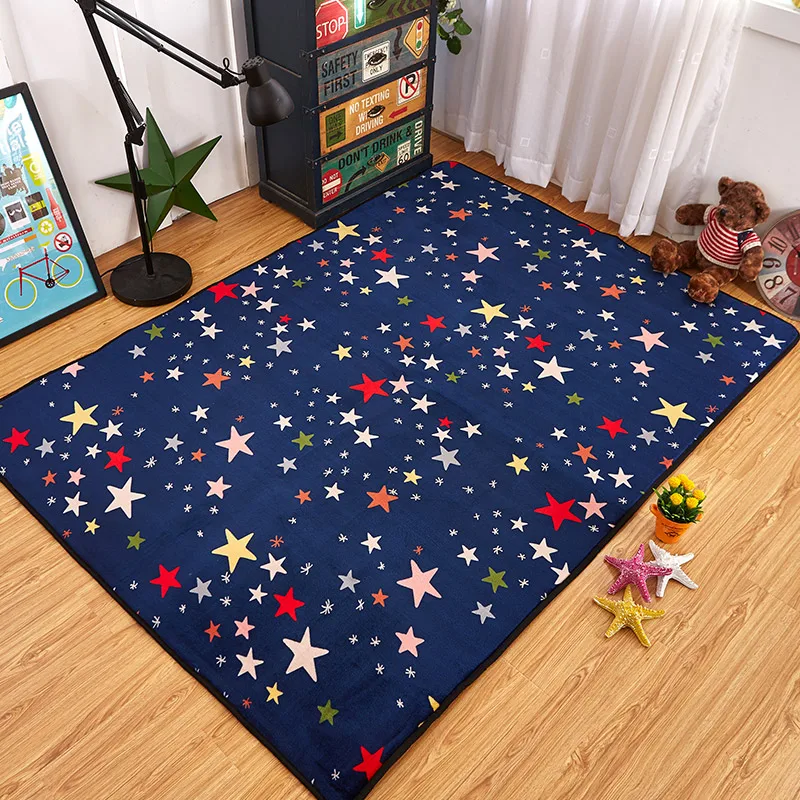 Модный Цветной декоративный ковер для гостиной, спальни, с изображением звезд, неба, для ванной комнаты, для пола, для йоги, для детей, для ползания, для игр, синий