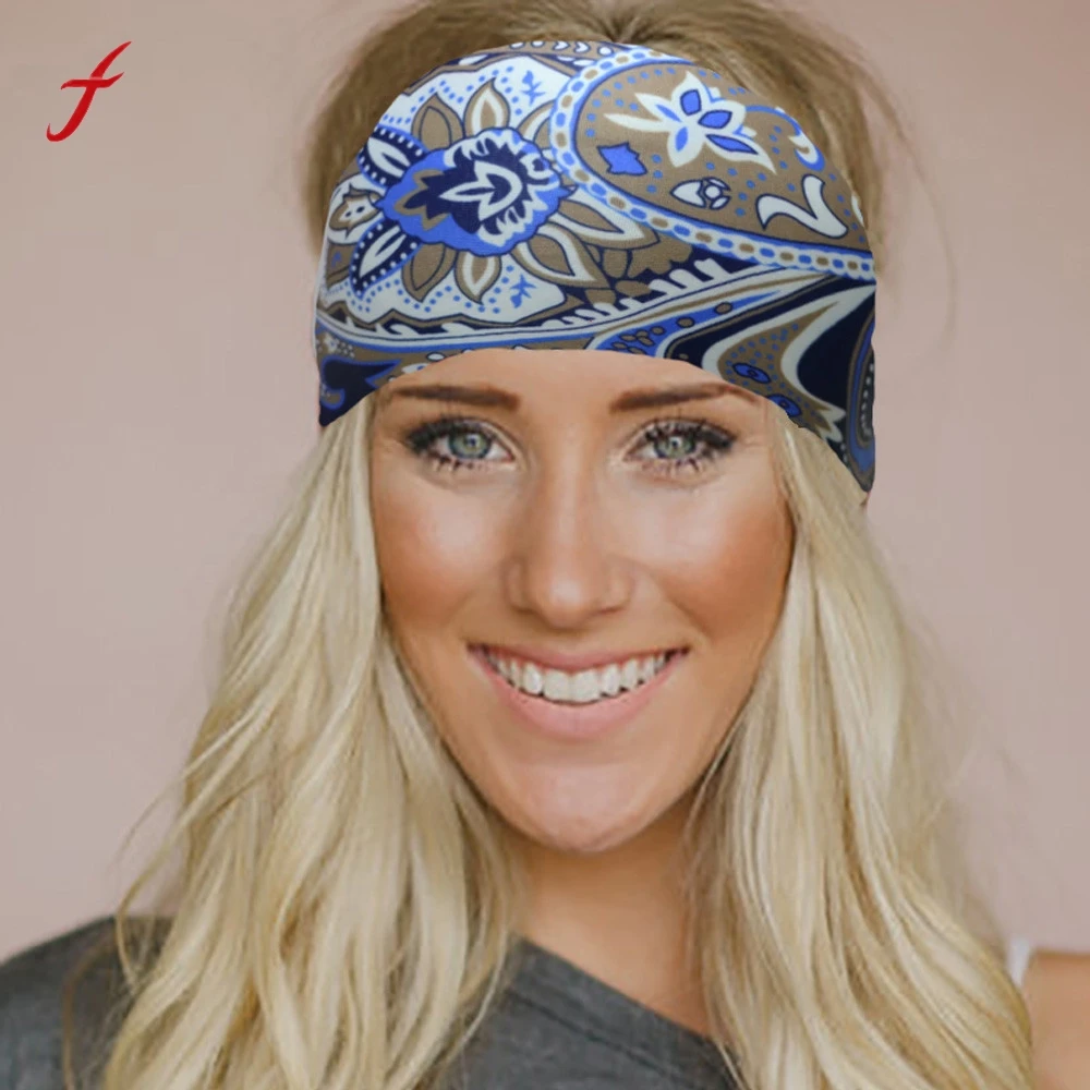 Feitong Floral Printed Cotton Stretch Women Headbands Headpiece