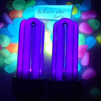 

110V 36W BLB Compact Fluorescent Black Light Blue, Energy Saving CFL UV light, CFL BLB, E27 Black Base U-Shape CFL 2PCS/LOT