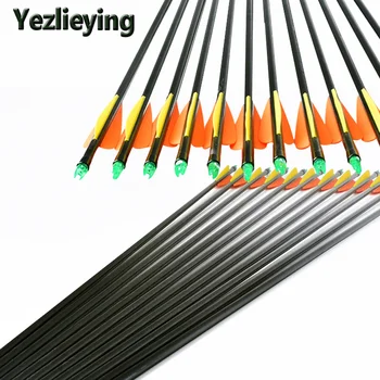 

6/12 / 24pc 30 "Glass Fiber Replaceable Arrows Orange and Yellow Feathers Composite / Recurve Bow Archery Outdoor Sports