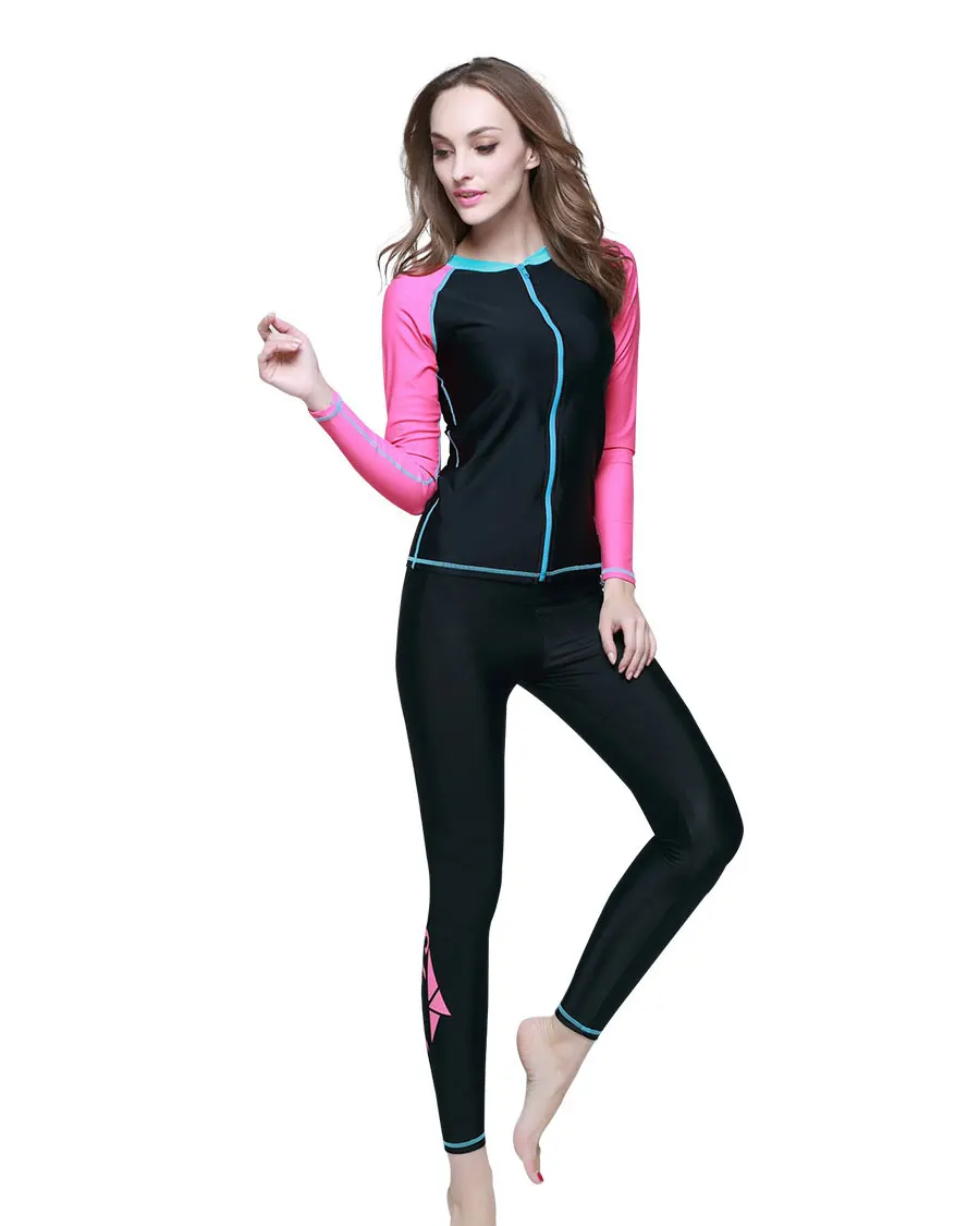 Long Sleeve Women Rash Guard and Leggings Running Swim Snorkeling