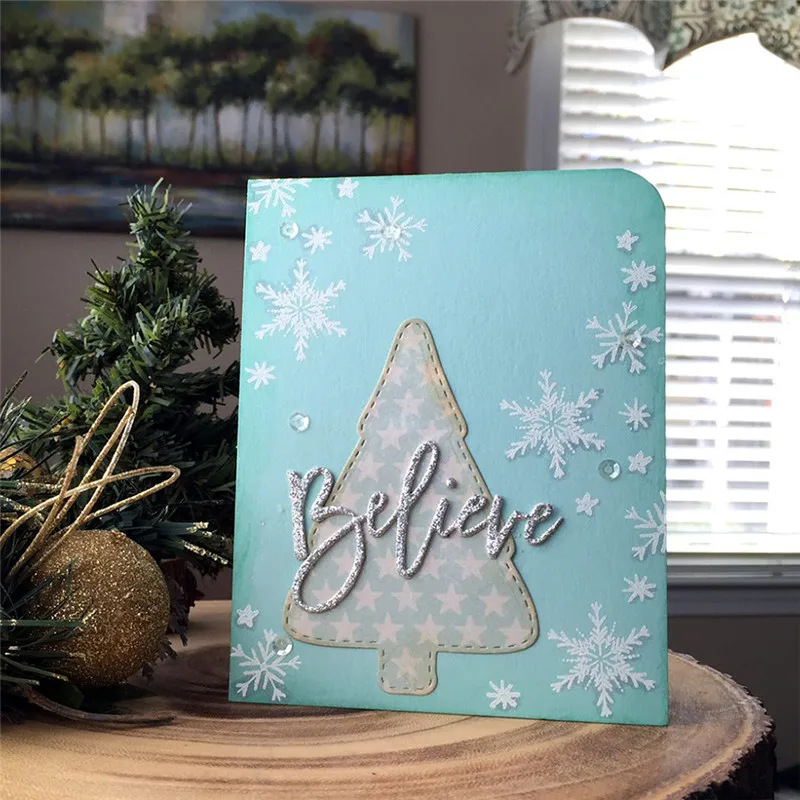 

Naifumodo Christmas Tree Metal Cutting Dies Stencil Scrapbooking for Card Making Decor Album Photo Frame Metal Dies New Crafts
