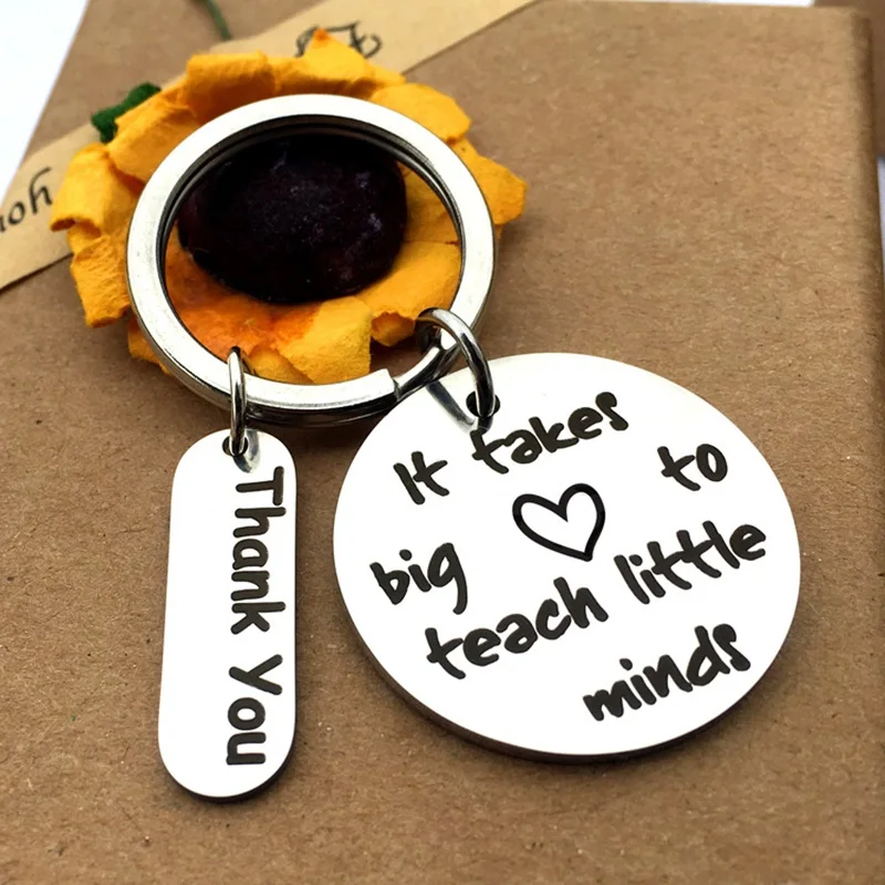 

Teacher's Day Gift Keychain It takes A Big Heart To Teach Little Minds Keyring Charm Pendant Key Chain Jewelry For Teacher