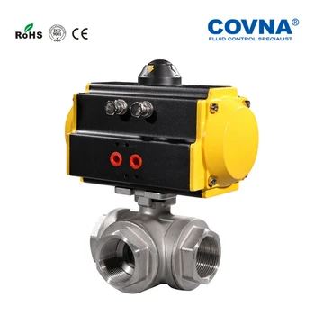 

NPTF 2.5'' Pneumatic Threaded 3 Ways Ball Valve Spring Returned ANSI Pneumatic Ball Valve Single Acting SS304