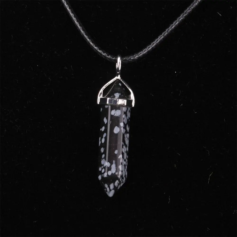 Druzy модные ювелирные изделия натуральный камень ожерелье Оникс черный авантюрин рок золотой песчаник балматин опал красивый камень - Окраска металла: snowflake obsidian