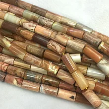 Натуральные Коричневые Желтые Агат Ботсвана фортификация оникс бусы в виде трубок колонка в виде бочки бусины 15"
