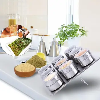 

Yonntech 9pcs Stainless Steel Spice Jars Cans for Herb Salt Pepper Spices Magnetic Spice Tins Condiment Pot Storage Containers