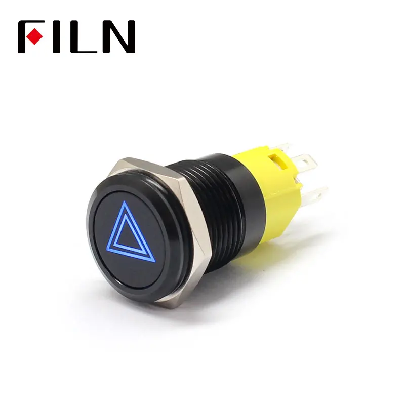 Interruptor de botón LED de metal negro, pulsador momentáneo de encendido y  apagado, símbolo personalizado para salpicadero de coche de carreras, 22mm,  12v - AliExpress