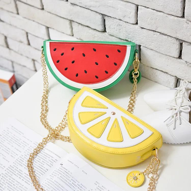 Crossbody bag lemon fruit shape mini wallet purse clutch chain shoulder bag ladies messenger bag 2