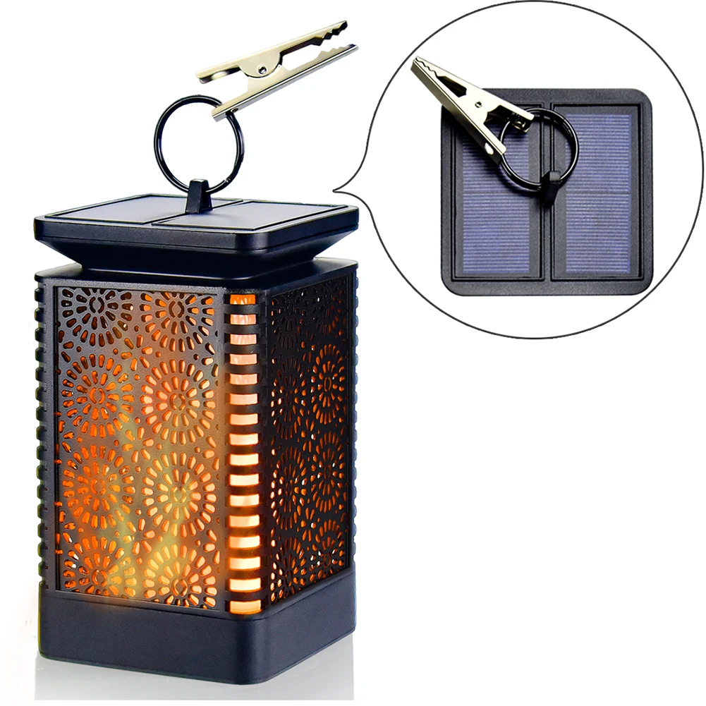 Luzes de Lanterna Chama à Prova Água ao ar Movido a Energia Conduziu a Lâmpada do Gramado para Jardim Solar Dança Efeito Dwaterproof Livre Pendurado Lanterna Pátio Deck y 12 Cheap Luminárias gramado