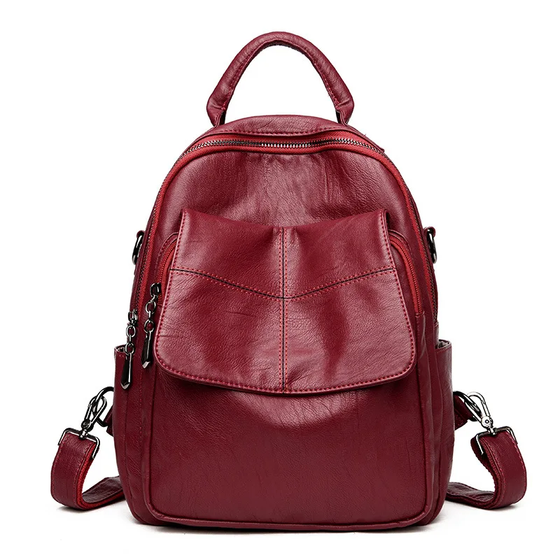 cheap Female Leather Backpacks Woman 2018 Covertible Crossbody Shoulder Bag Fashion Ladies Bagpack School Backpack Travel Bags
