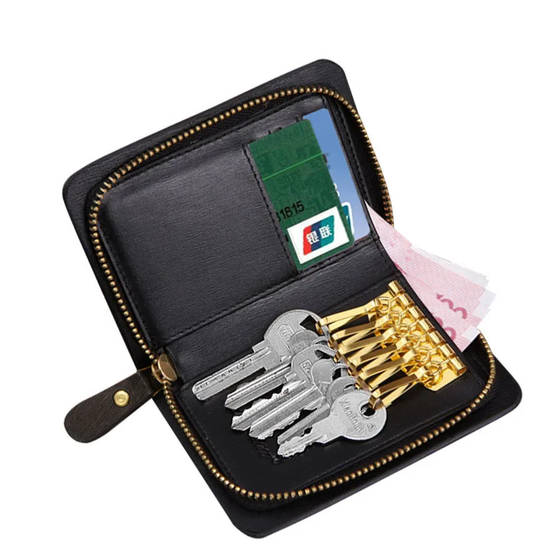 clear Stock Women Genuine Leather Key Wallet Bank Card Holder Money