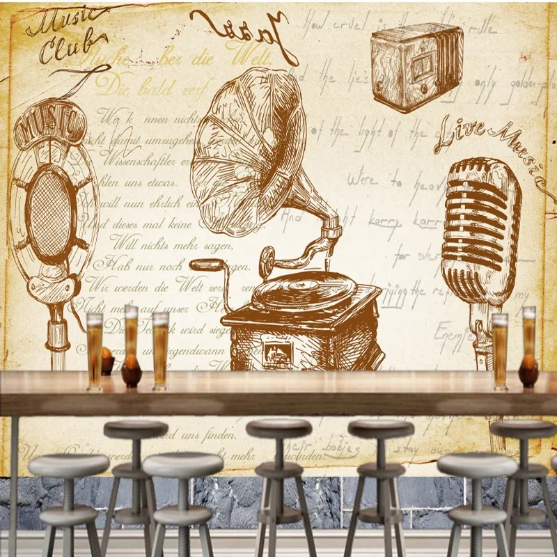 Custom 3d wallpaper Beautiful European retro vintage mural bar KTV