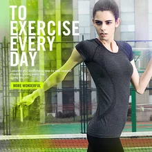 Женские спортивные футболки Короткие рукава гигроскопичен Быстросохнущий Фитнес-центр дышащий анти-пилинг футболка