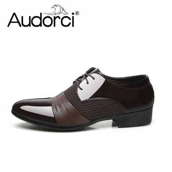 

Audorci 2018 Summer Men Leather Shoes Plus Size 38-48 Gentleman Men Drees Shoes Comfoetable Office Party Business Shoes