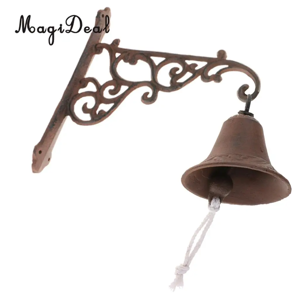 Outdoor Dinner Bells Vintage Antique Cast Iron Bracket Mounts Bell Indoor Outdoor Wall Mounted Door Bells