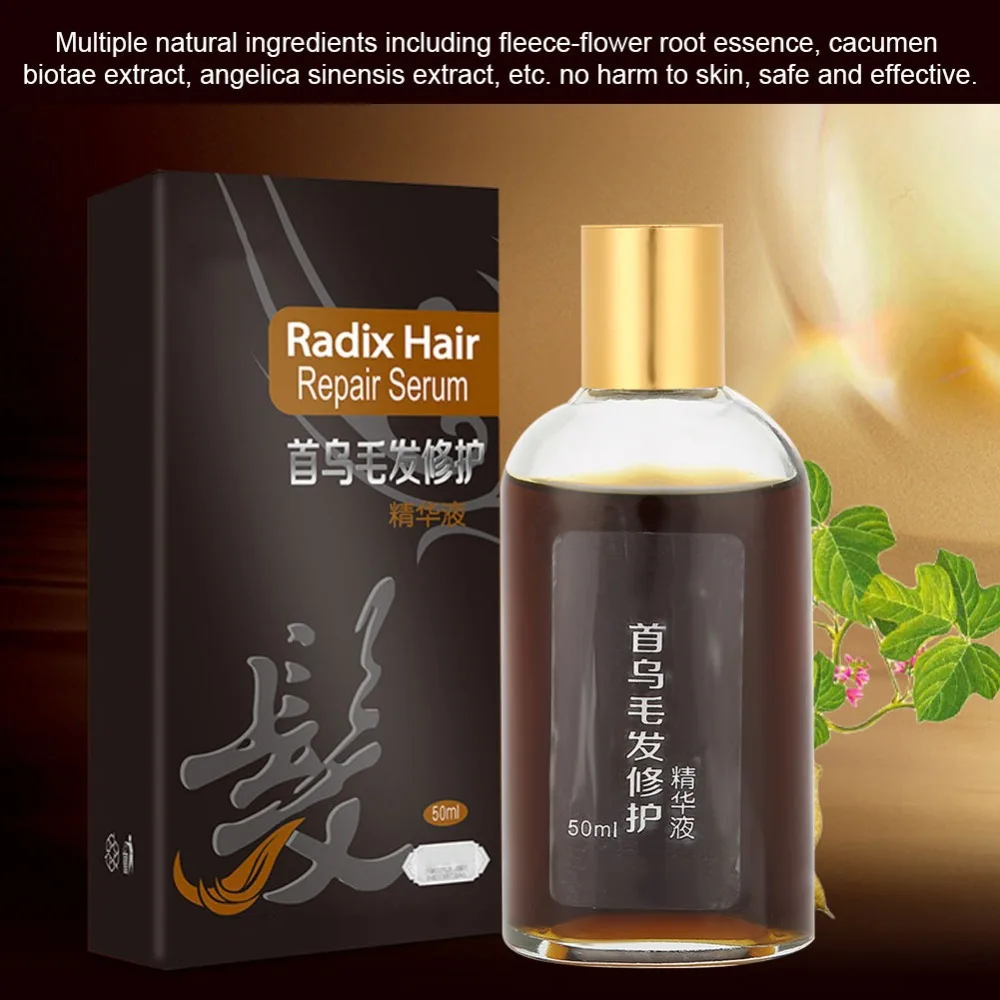 50ml Fleece-flower Root Hair Regrowth Essence Serum Unisex Anti Hair Loss Treatment Fast Hair Regrowing Strengthening
