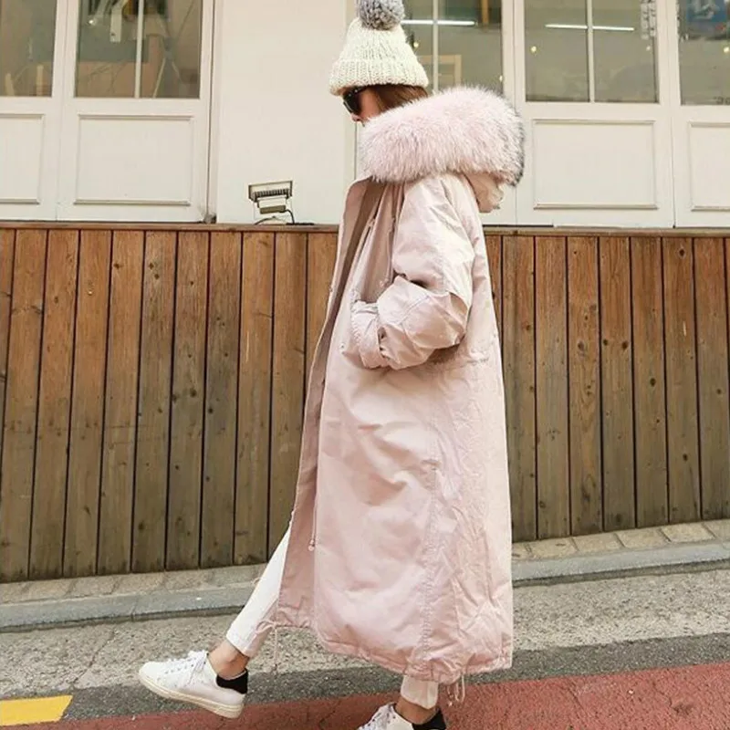 Зимнее пальто для беременных женщин; куртка с меховым воротником и капюшоном; Одежда для беременных; Верхняя одежда; парки; Одежда для беременных; зимний комбинезон - Цвет: Pink