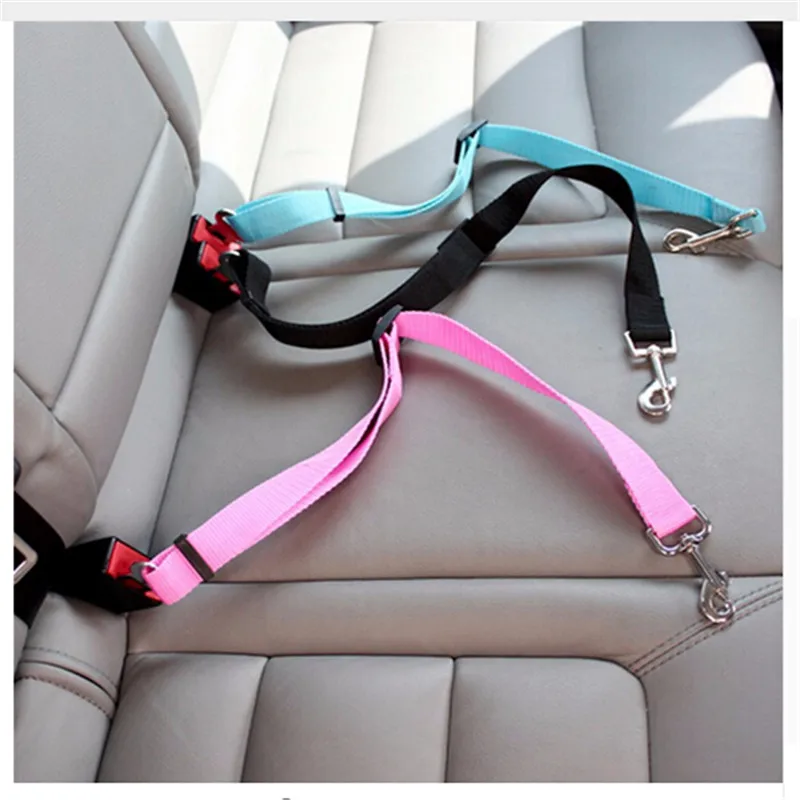 Nylon-Dog-car-seat-belt-safety-protector-travel-pets-accessories-dog-leash-Collar-breakaway-solid-car