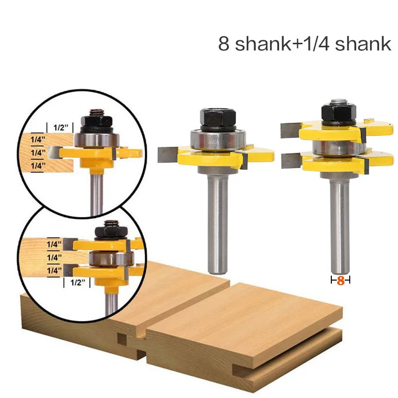 Новый 2 шт. 8 мм хвостовик высокое качество Язык и паз совместное сборка маршрутизатор бит Набор 3/4 "запас дереворежущий инструмент-RCT