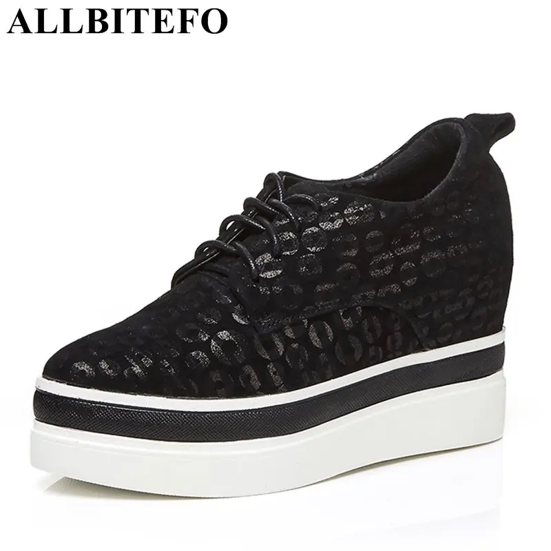 ALLBITEFO Printed sheepskin wedges heel platform women pumps fashion casual high heels women shoes hig heel shoes grils shoes allbitefo hot sale patent leather high heels platform women pumps high heel shoes women shoes spring shoes sapatos femininos