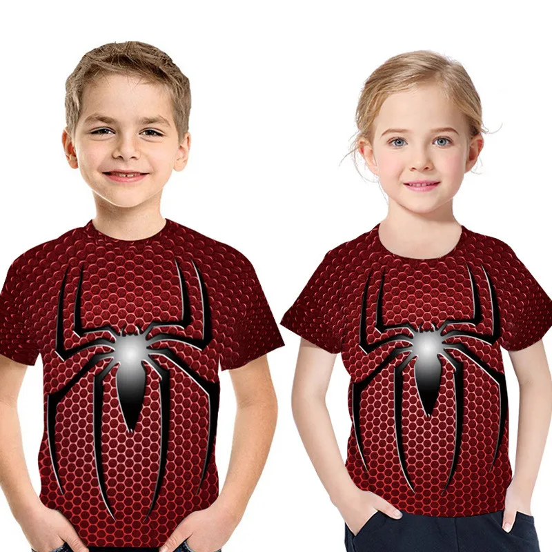 

Spiderman Switchable Sequins Boys T-shirts Kid Fashion Marvel Hero T Shirt Children Top Clothes Summer