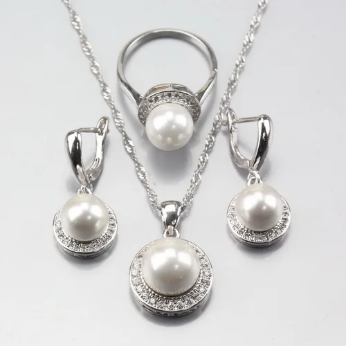 11,11, белый натуральный жемчуг, серебро, 925 меток, ювелирный набор, серьги/Подвеска/ожерелье/кольцо для женщин, наборы свадебного костюма - Окраска металла: Золотое шампанское