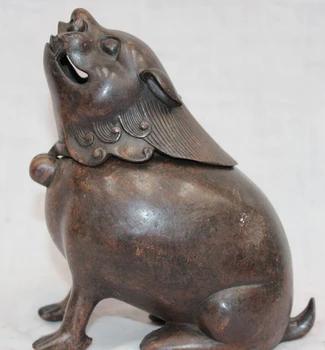 

song voge gem S1936 Chinese Purple Bronze Zodiac Year Animal Of Mouse Statue Incense Burner Censer