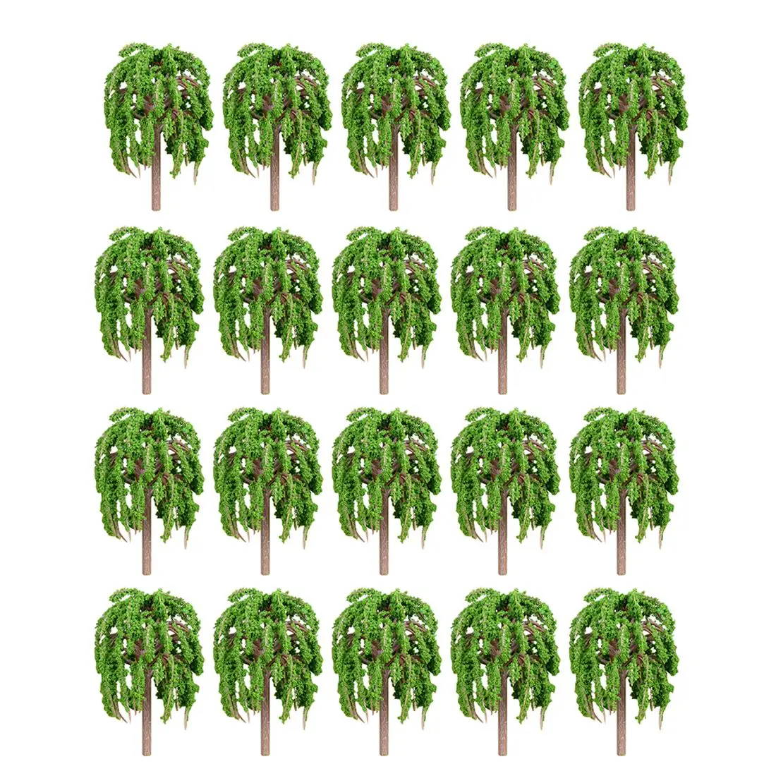 

20pcs 5.3cm HO 1:85 Scale Small Size Weeping Willow Tree Model Railroad Architecture Diorama Tree for DIY Scenery Landscape