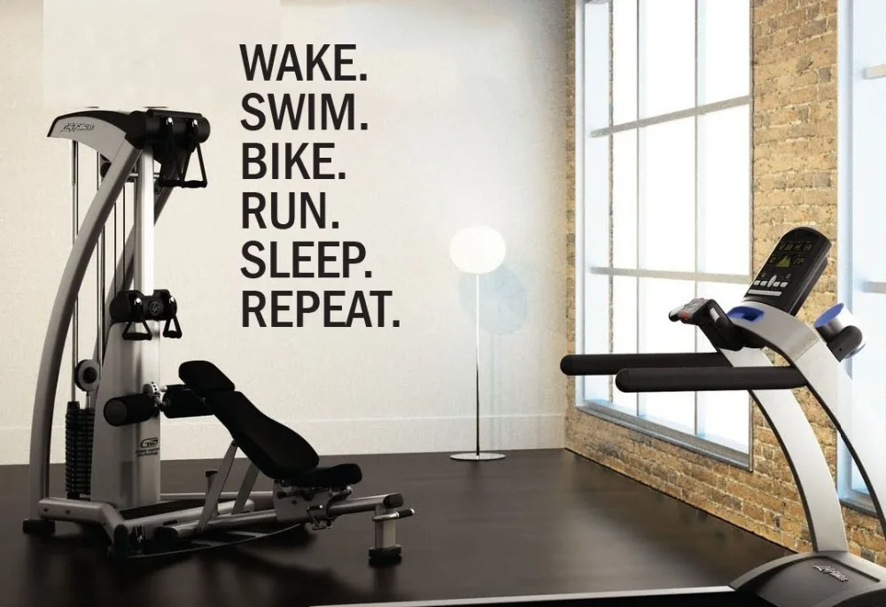 

Free shiping diy Triathlon Motivational Wall Decal. Wake. Swim. Bike. Run. Sleep. Repeat Wall Stickers Home Decor Living Room