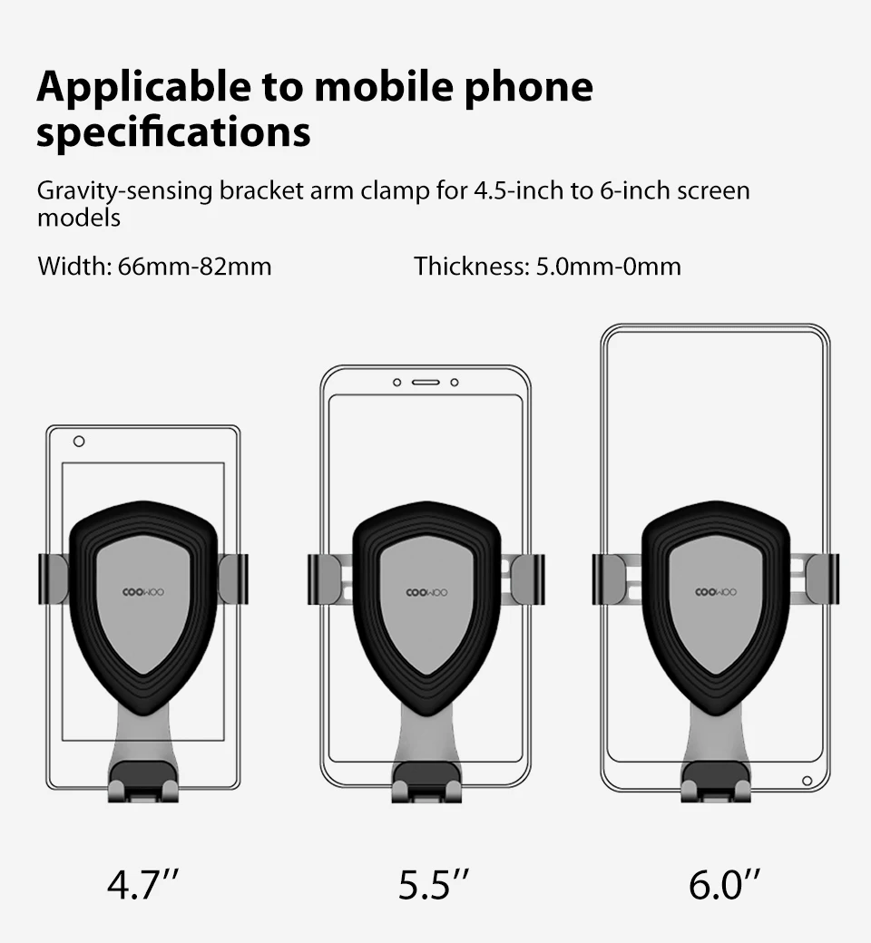 Xiaomi Mijia COOWOO Smart Car Bracket with Gravity Sensor One-handed Operation Multi-device Compatible Air Outlet Clip Holder (11)