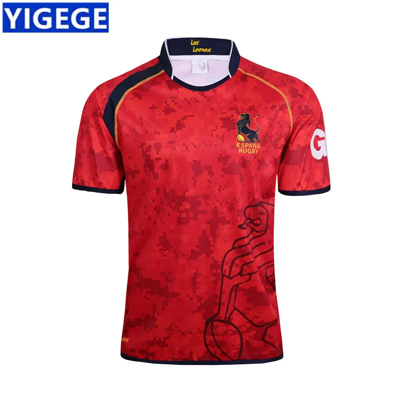 

YIGEGE 2017 new arrival Spain red rugby jerseys shirts,spain Rugby Jersey T-shirts,Tops Quality Breathable SportWear Red S-3XL
