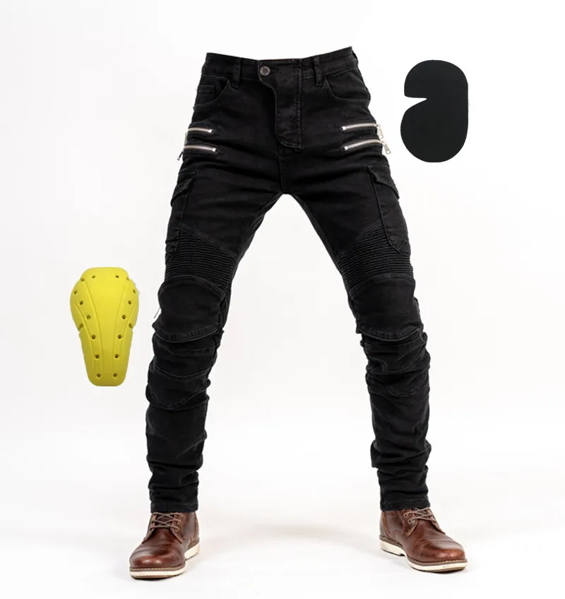 Komine Moto брюки досуг джинсы для езды на мотоцикле штаны для езды внедорожный открытый мотопробег, Гонки брюки молния дизайн с защитой - Цвет: F