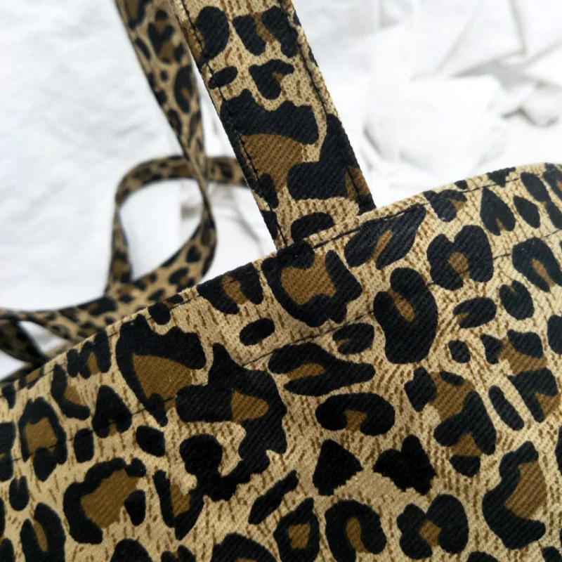 Леопардовый холст хозяйственная сумка большая емкость сумки Повседневная дорожные сумки