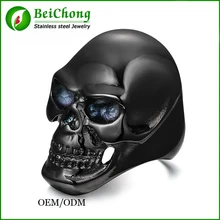 2016 del hombre gótico anillo de hombre negro del motorista del cráneo acero inoxidable anillo de hombre anillos moda envío gratis
