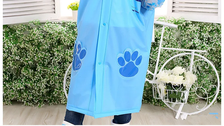 6.Waterproof kids raincoat with school bag Children's rain coat Inflated cap brim cute cartoon Long rain jacket
