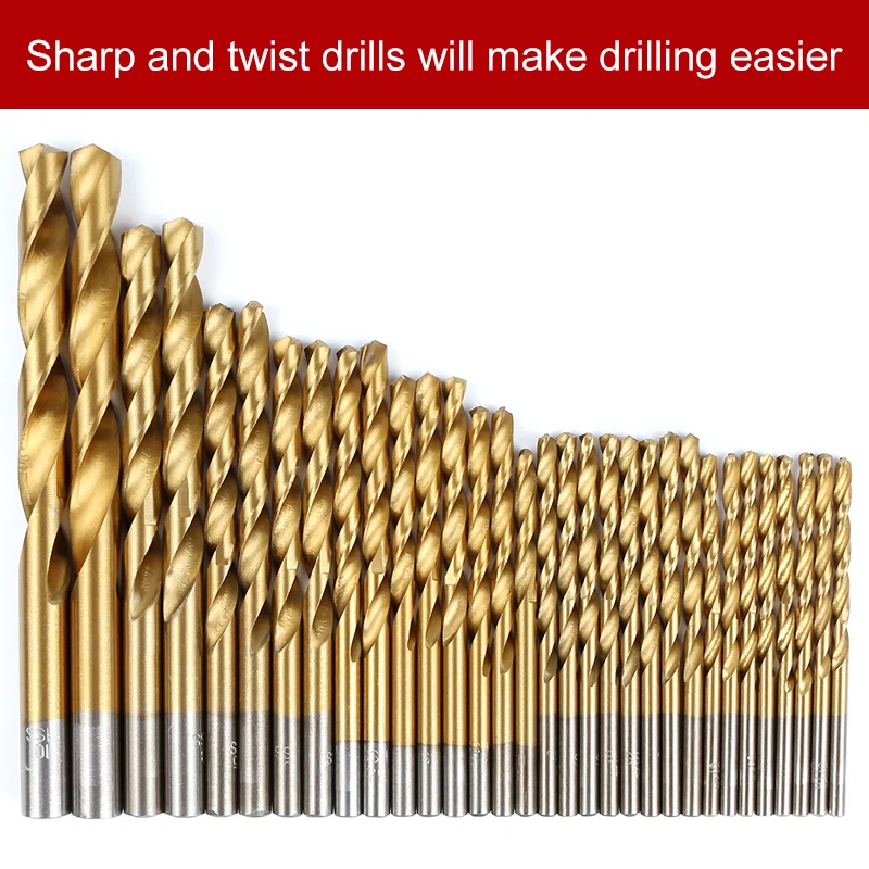99pcs Titanium HSS Drill Bits Coated 1.5mm - 10mm Stainless Steel HSS High Speed Drill Bit Set For Electrical Drill Tools