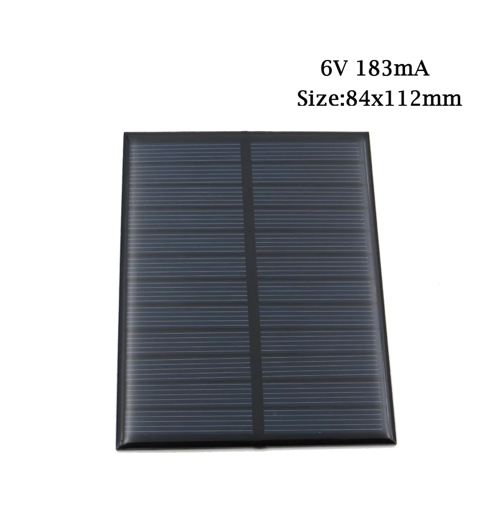 DC Панели солнечные солнечных батарей 6V 100mA 167mA 183mA 333mA 500mA 583mA 750mA элемент для солнечной батареи для мобильного телефона портативное зарядное устройство - Цвет: 6V 183mA