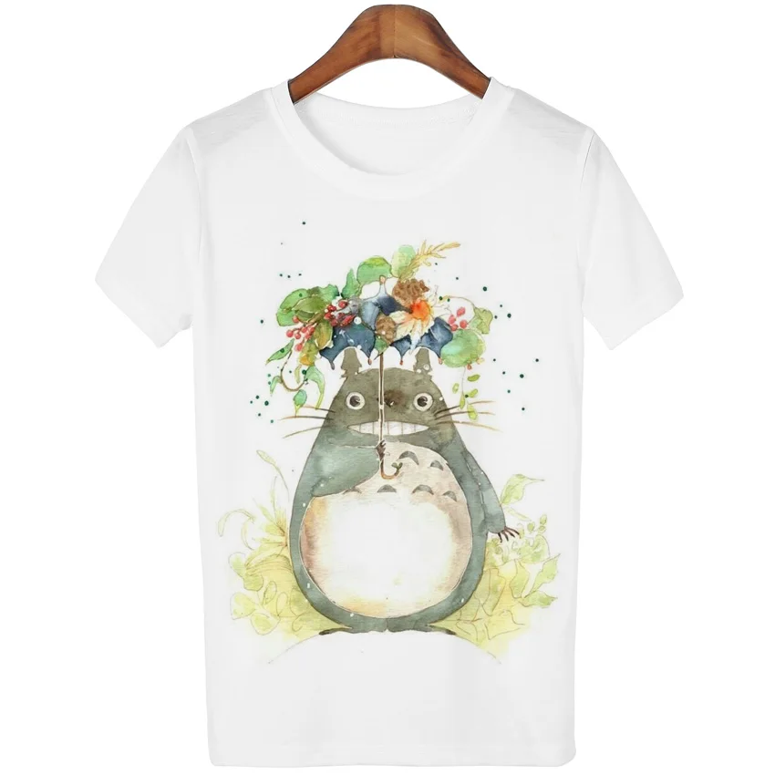 Повседневная футболка, женская футболка, Harajuku Totoro, с принтом, Camisetas Mujer, топы, с круглым вырезом, футболка, милые футболки, Femme - Цвет: A7