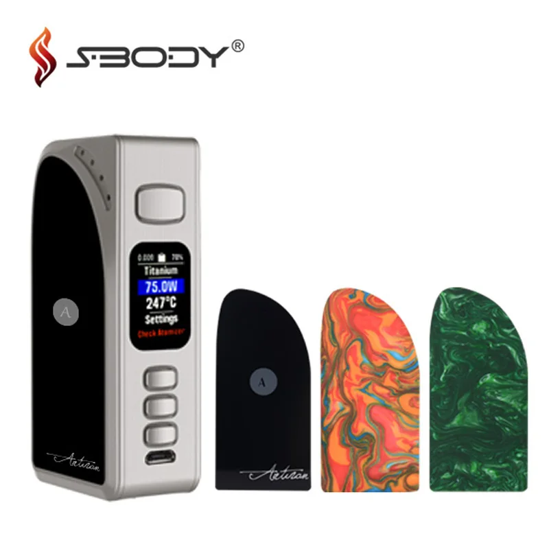 Original Sbody Artisan DNA75 Box Mod Evolv DNA75C Chip Vaporizer Mods Dual 18650 battery 75W Fit RDA RTA Tank Vape Cigarettes