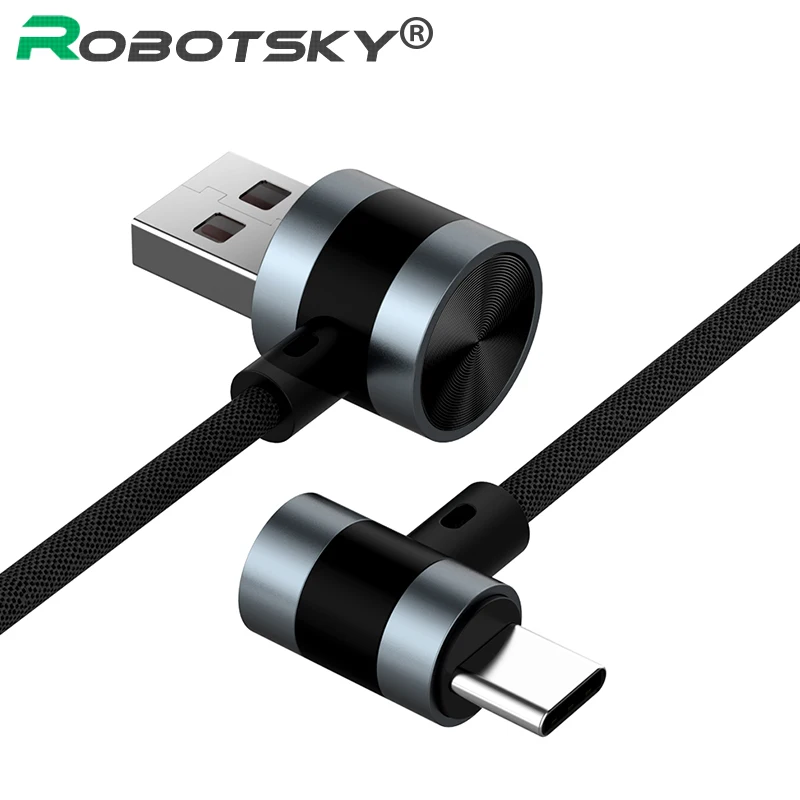 

Robotsky Micro Usb Cable for Samsung Usb C Cable for Huawei Xiaomi 90 degrees Cable Fast Charging Cables mobile phone data cord